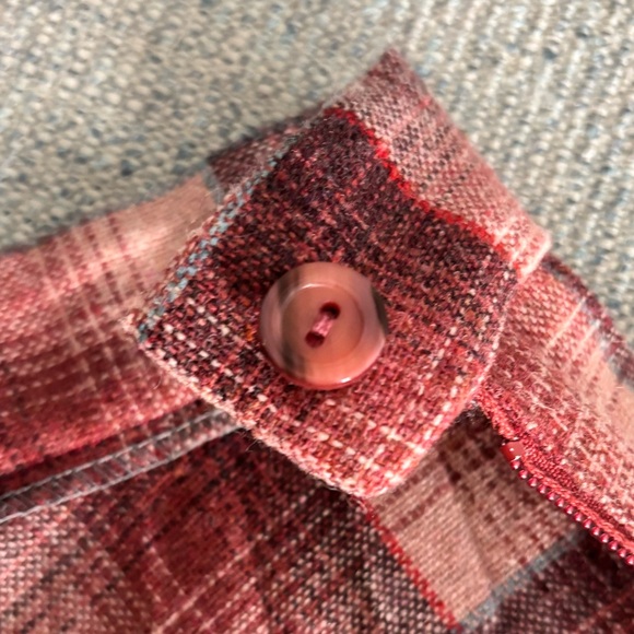 Vintage Pleated Midi Skirt Plaid Wool Blend Size 13/14 Pink/Maroon/Teal - Picture 5 of 10